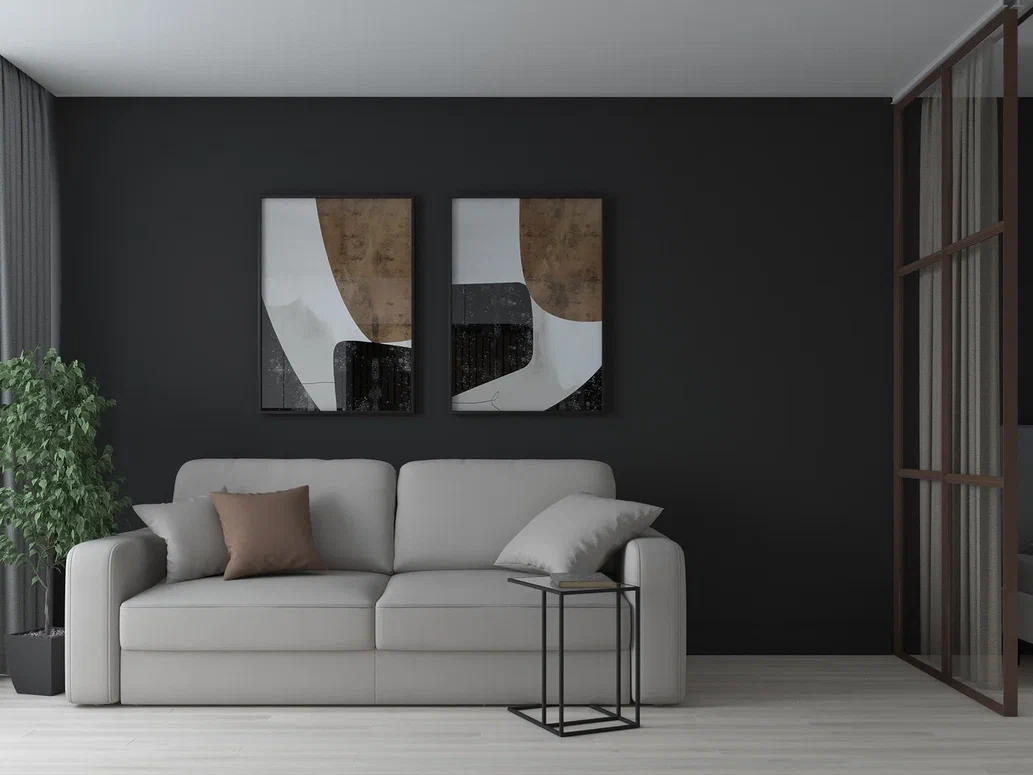 Дизайн-проект гостиной с декоротивной стеновой панелью